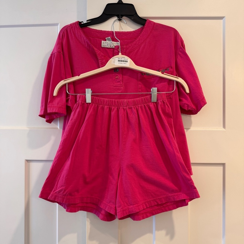 Erika Taylor Intimates Pajama Sleep Short Set, Hot Pink Floral, Size Medium